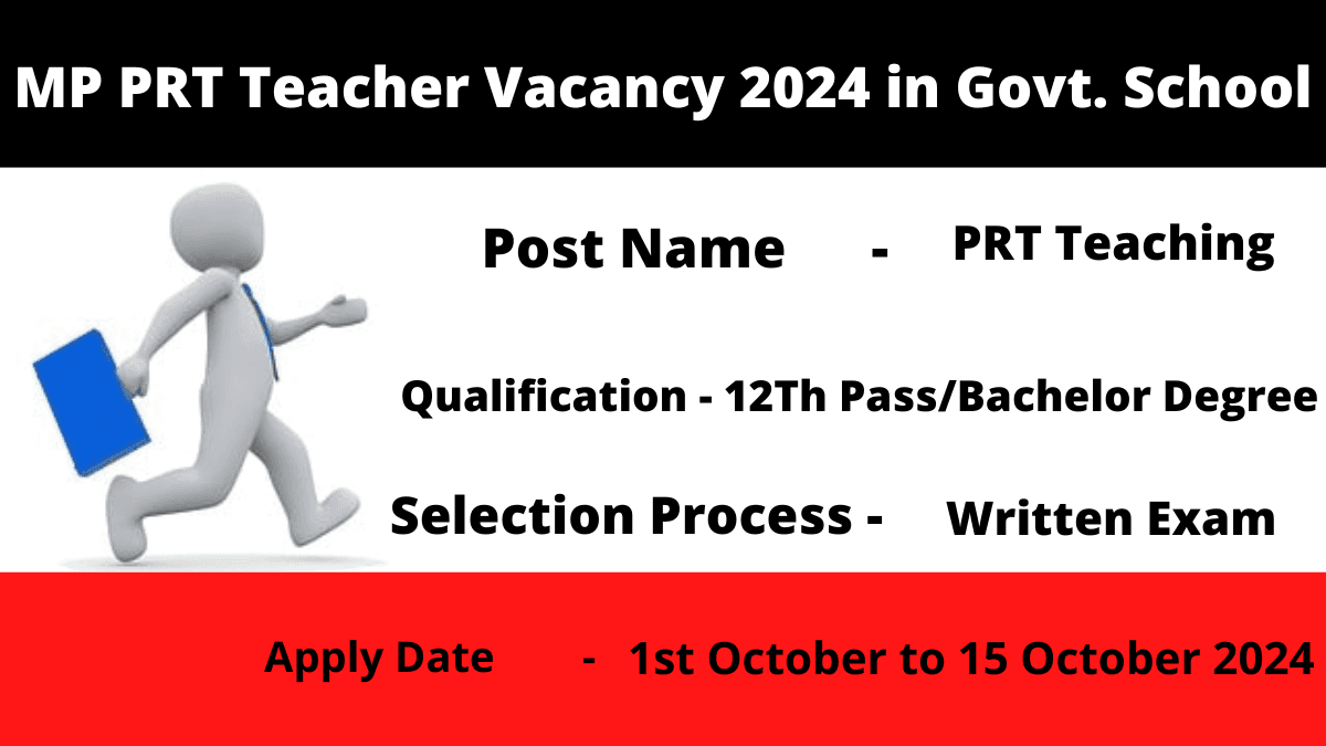 MP PRT Teacher Vacancy 2024 in Govt School